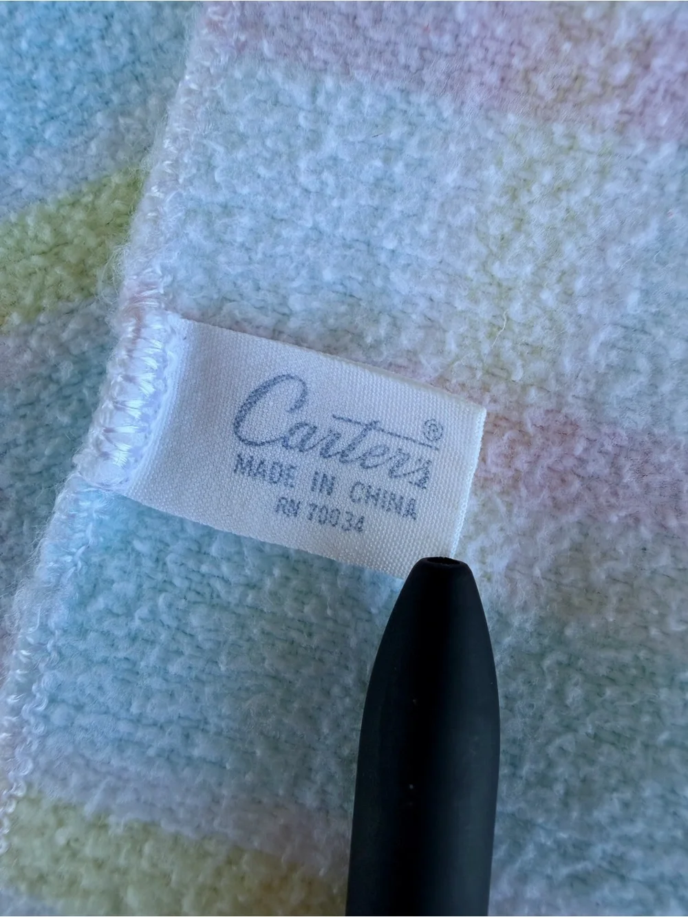 VTG Carter’s Pastel Plaid Lovey Recieving Baby Blanket 100% Cotton Fleece 28x32